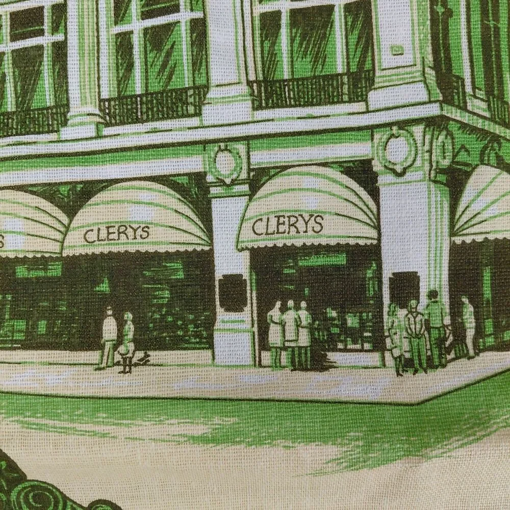 Vtg Clerys of Dublin Ireland Tea Towel Kitchen Bar Shamrocks Irish 29x19